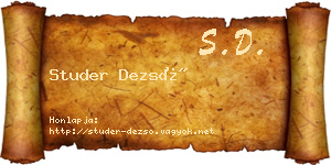 Studer Dezső névjegykártya
